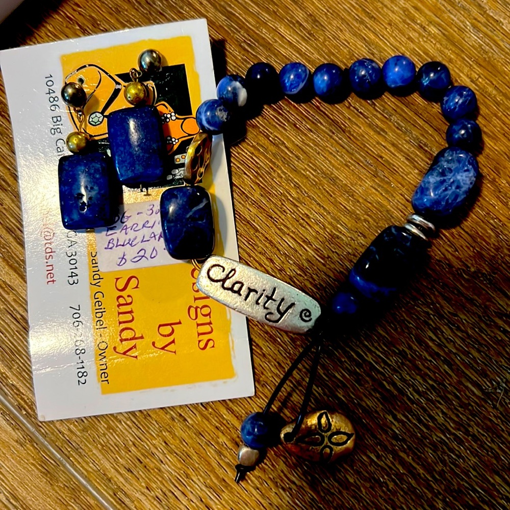 Blue Lapis bracelet and earrings hand made.